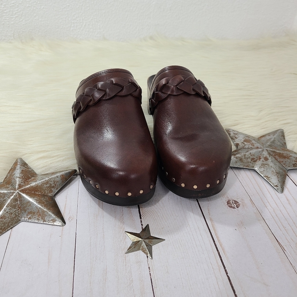 Loeffler Randall Polina Braided Leather Clog Mule womens Espresso Brown size 8 - Picture 2 of 7